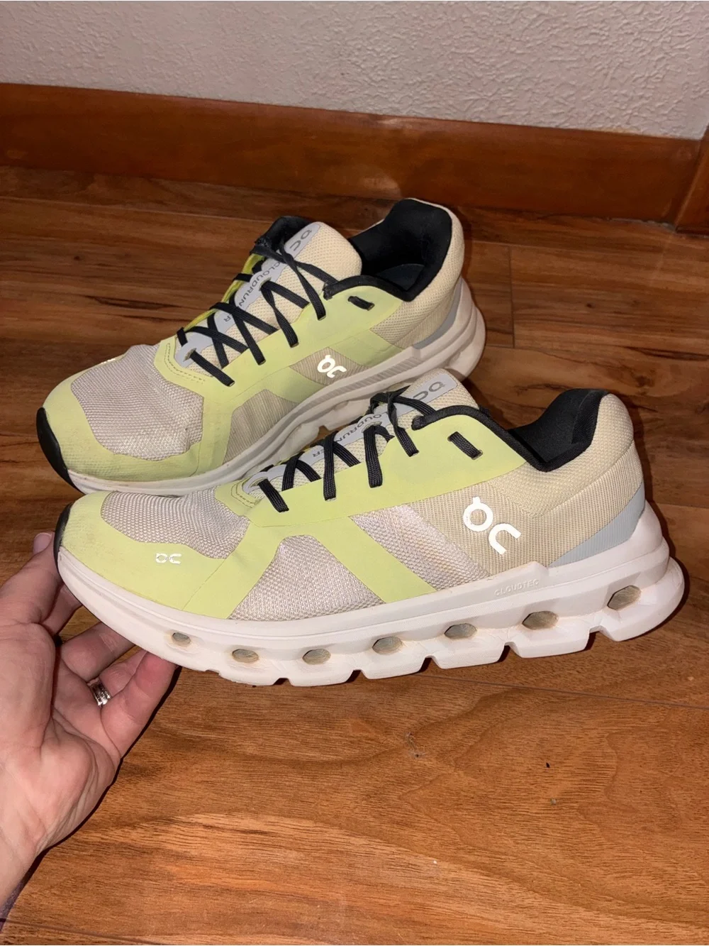 On Cloud Women’s Cloudrunner Athletic Running Shoes, neon yellow- size 9.5
